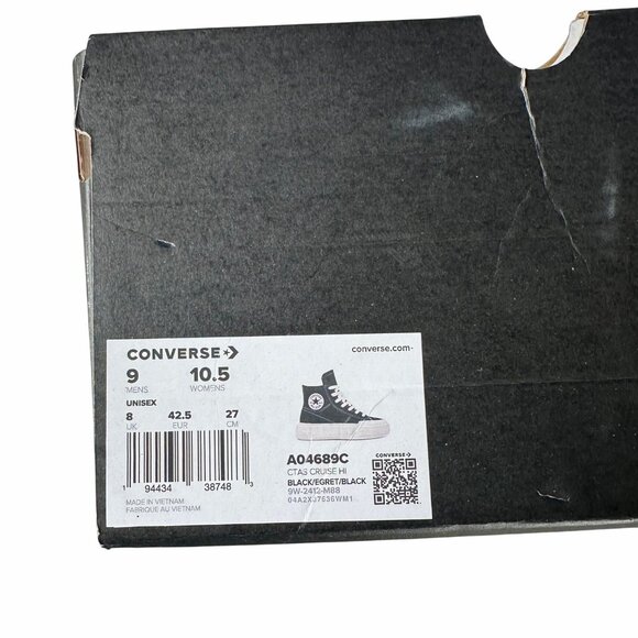 ⭐Converse Chuck Taylor All Star Cruise Hi 10.5 Women Shoes Black Sneaker A04689C - Picture 8 of 12